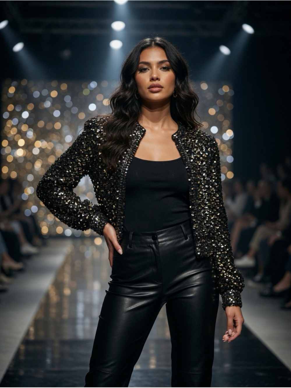 Lillie Rubin Sequined Black Gold Cropped Jacket - Vintage Cardigan 4